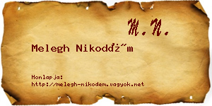 Melegh Nikodém névjegykártya